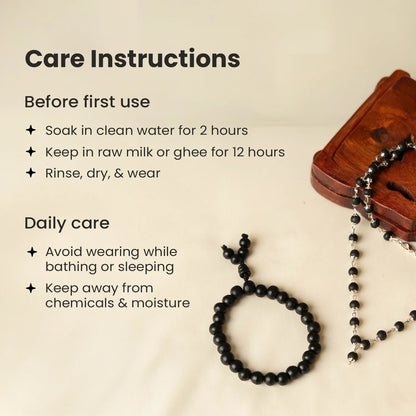 Silver Plated Eternal Karungali Mala - Natural Ebony Wood (Govt. Certified)